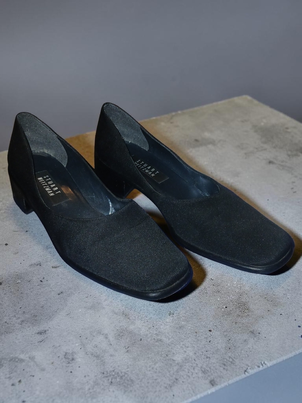 Vintage 90's Stuart Weitzman Black Low Block Heel Pumps